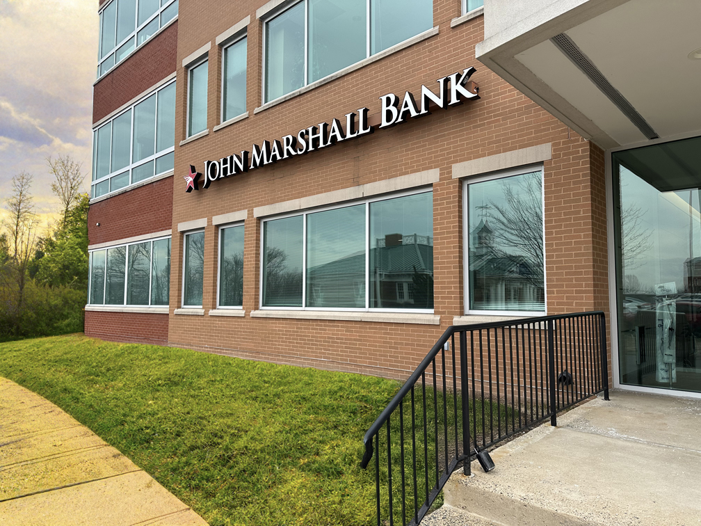 John Marshall Bank Loudoun Branch Exterior at 540 Fort Evans Road, Suite 100, Leesburg, VA 20146